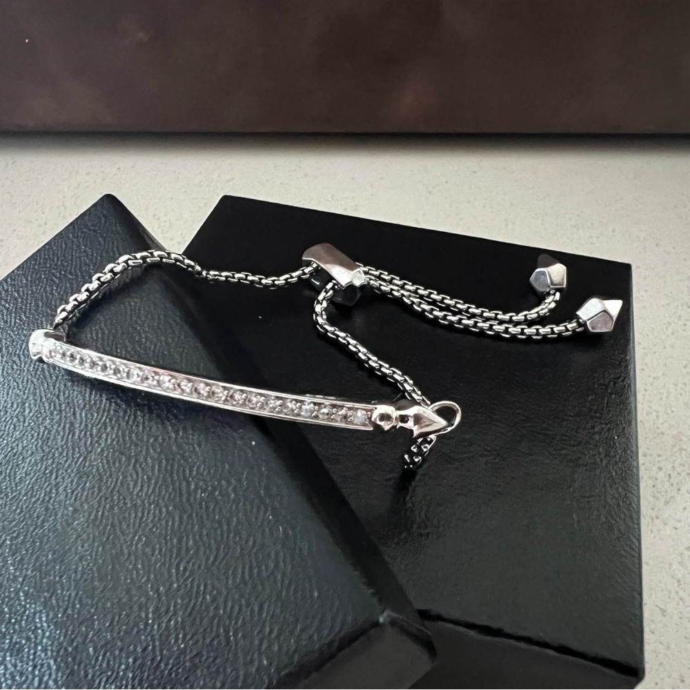Kendra Scott Ott Bolo Silver Rhodium Bracelet with CZ Crystals